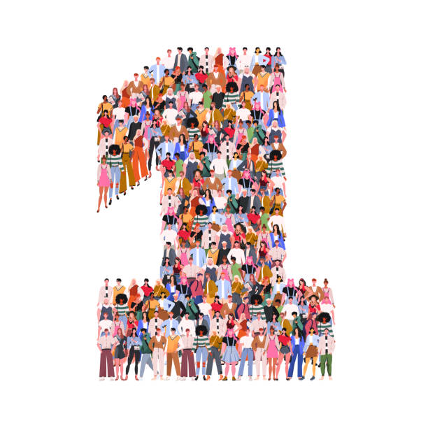 istock Large group of people in number 1 one form. 1473525532