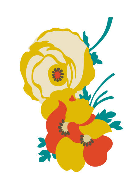 olga (1979) “flower power” decorative floral bouquet n°1. 
late 1970s fashion, hand-drawn vector illustration. - 1970 1979 插圖 幅插畫檔、美工圖案、卡通及圖標