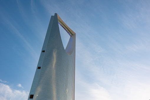 Kingdom Centre in Riyadh, Saudi Arabia. It is a 99-story, 302.3m skyscraper.