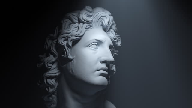 Alexander The Great Statue in a 3D animation