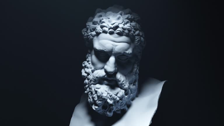 Hercules Bust Sculpture in a 3D animation