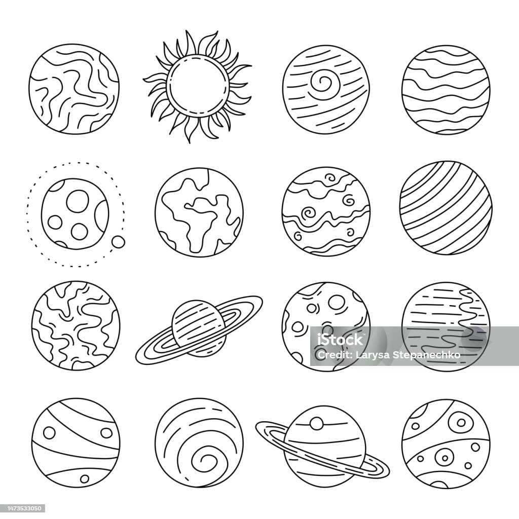 Draw Solar System Hand Planets In Solar System Hand Drawing Design Style Vector Illustration ...