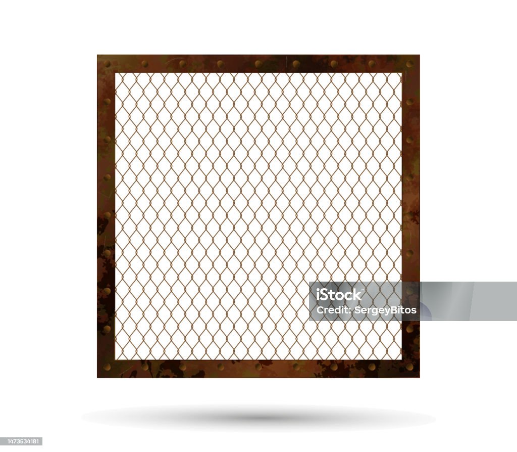 Rusty Metal Frame With A Grid In The Middle Stock Illustration ...