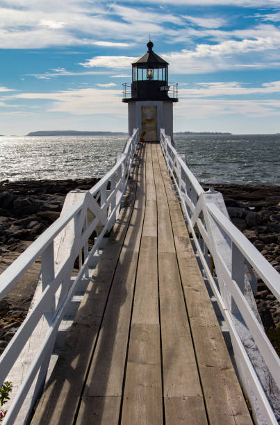 marshall point leuchtturm - lighthouse maine beacon marshall point lighthouse stock-fotos und bilder