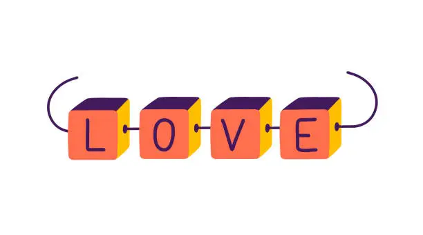 Vector illustration of Beads bracelets with love