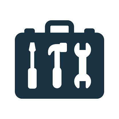 Toolbox icon symbol for use on mobile apps, print media and web design or any type of design projects.