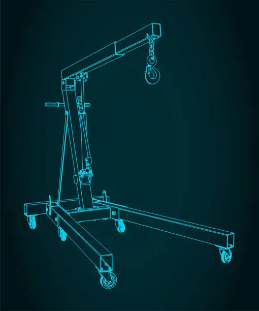 Vector illustration of Folding engine crane