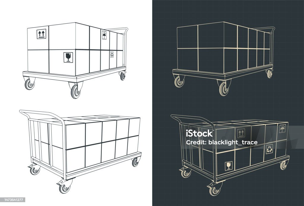 Trolley Box Drawing Platform Trolley Sketches Stock Illustration - Download Image Now ...