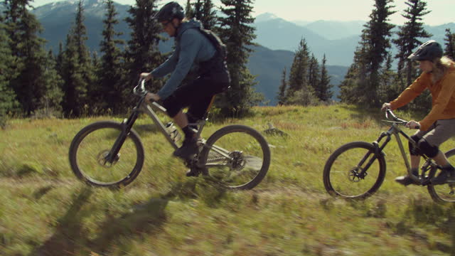 Two mountainbiker in forest
