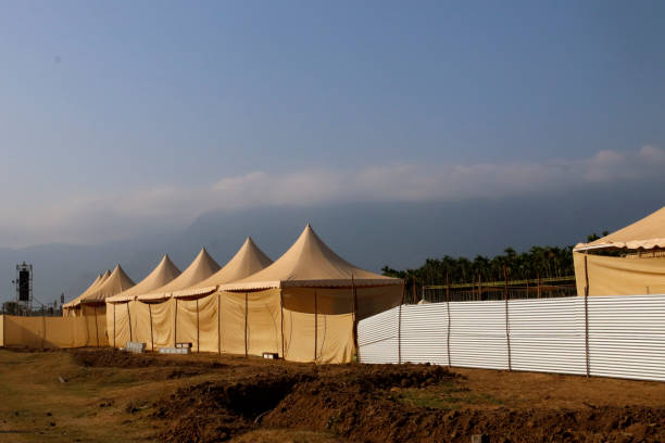 istock Tent camping site. Luxury tents at hotel 1473542541
