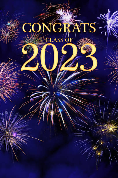istock CONGRATS CLASS of 2023 lettering with beautiful fireworks 1473548649