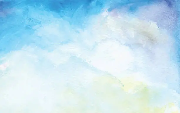 Vector illustration of Vector illustration of an aquarelle - blue sky, clouds ... Background with clouds.