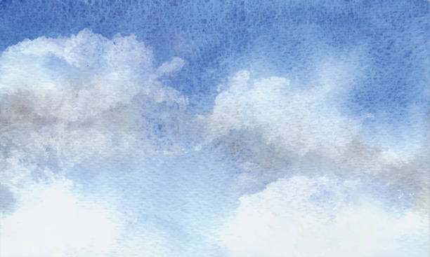 istock Vector illustration of an aquarelle - blue sky, clouds ... Background with clouds. 1473549884