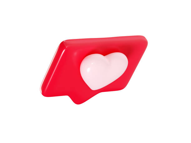 istock Speech bubble with heart 3d render icon - red love message or social media like notifications. 1473549959