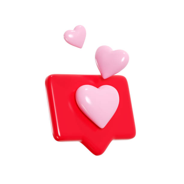 istock Speech bubble with flying hearts 3d render illustration - love icon for romantic or like in social media concept. 1473549965