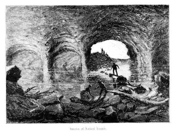 Inside of Natural Tunnel, Scott County, Virginia, USA. Pen and pencil engravings, published 1872. This edition edited by William Cullen Bryant is in my private collection. Copyright is in public domain.