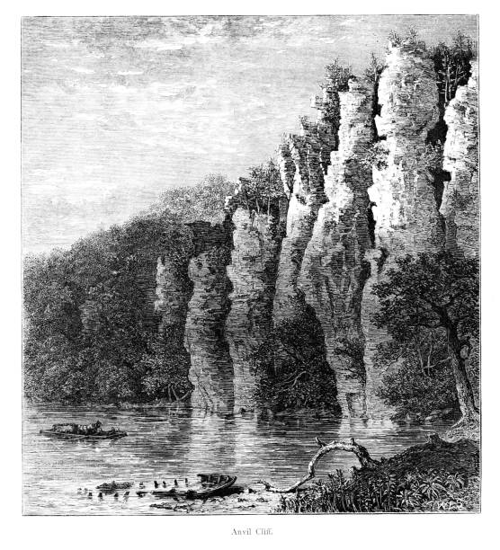 illustrations, cliparts, dessins animés et icônes de anvil cliffs, new river, virginie, états-unis, géographie - virginie état des états unis