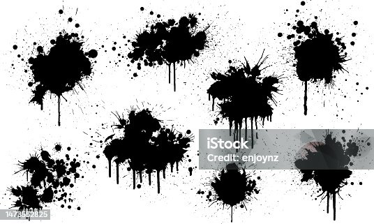 istock Black Grunge spray paint splatters 1473552825
