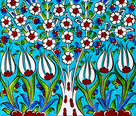 Patterns of tile making and ceramic art in Kutahya, Turkey. Turkish name; Kuhahya cinisi