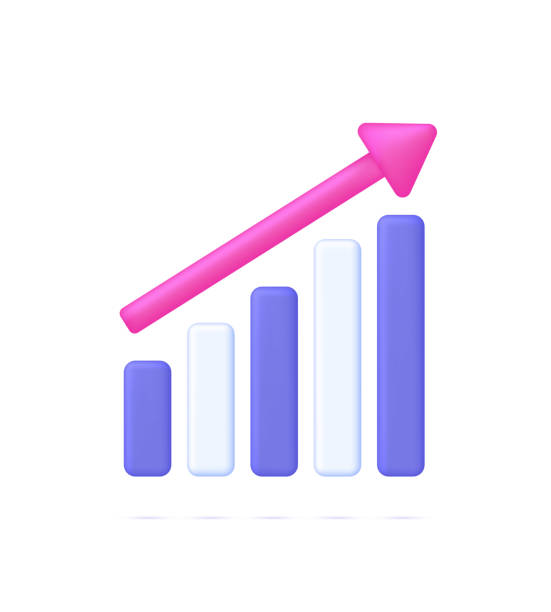 istock 3D Growing bar graph illustration. Making goals and goal achievement, growth business success. 1473555736