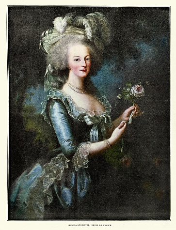Vintage illustration after portrait of Marie-Antoinette by Élisabeth Vigée-Lebrun. Marie Antoinette Josèphe Jeanne was the last queen of France before the French Revolution