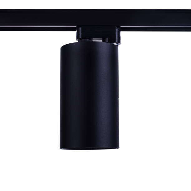 istock Track lighting isolated on a white background, light in black, LED luminaire. 1473560585