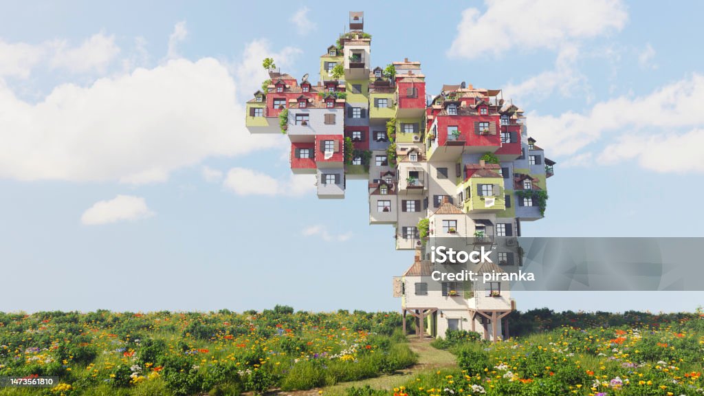 Impossible building Bizarre colorful building House Stock Photo