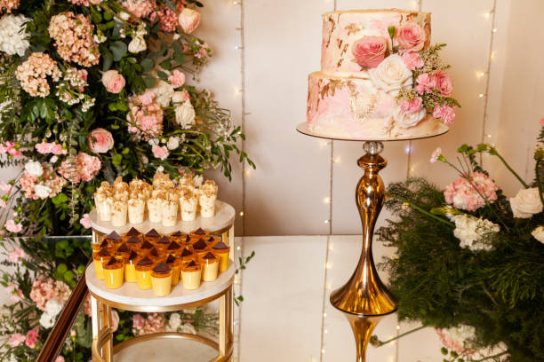 istock Reception Hall Decorated For Social Events; Dessert Table For Guests 1473561945
