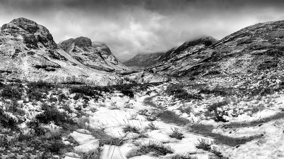 Shooting in icy conditions in Glencoe, Scotland