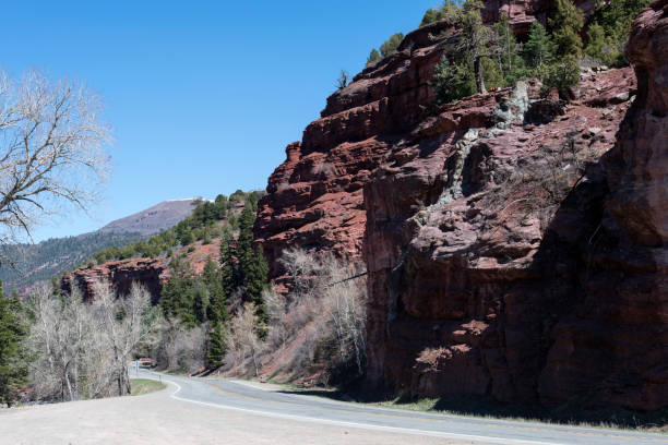 Cliffs along Highway 50 near Ouray, Colorado stock photo