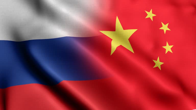 Russia China Flag Morph Background 4K Loop