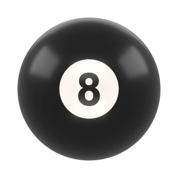 istock Billiard ball number eight black color isolated on white background 1473572601