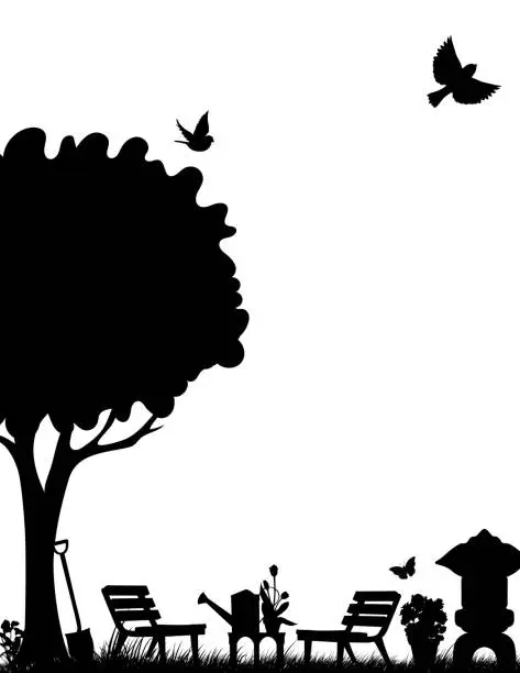 Vector illustration of Garden Silhouette On A Transparent Background