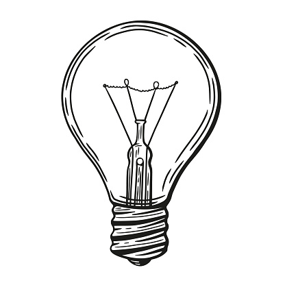 Sketch light bulb isolated on white background. Vector illustration