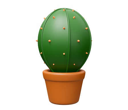 cactus pot 3d render illustration. 3d render cartoon minimal icon illustration.
