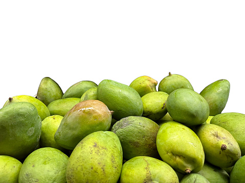 Green mango isolated on white background