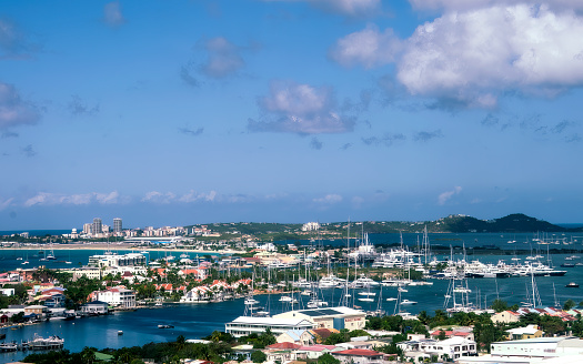 A view of the waterfront of Oranjestad capital of Aruba in the Caribbean