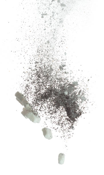 istock 3 in 1 ground coffee powder mixed cube sugar creamer fly fall. 3 in 1 ground raw roaster coffee float in mid air. 3 in 1 ground coffee powder explosion sugar creamer throw. White background isolated 1473584644