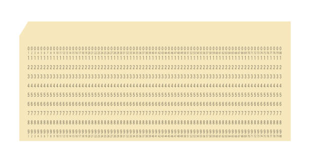 ilustrações, clipart, desenhos animados e ícones de cartão perfurado ibm vazio para máquinas de processamento de dados calculados eletronicamente. cartão perfurado retro para entrada e armazenamento em sistemas automatizados de processamento de informações de tecnologia. ilustração vetorial isolada - bater o recorde