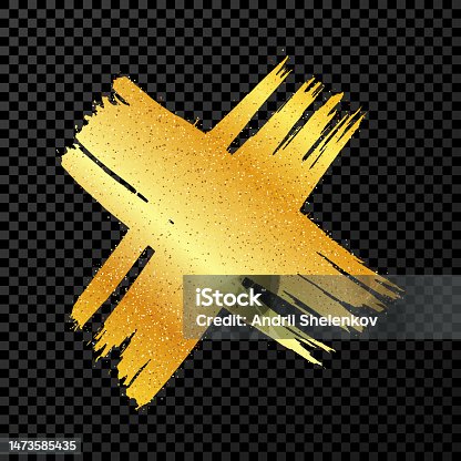 istock Gold brush cross symbol 1473585435