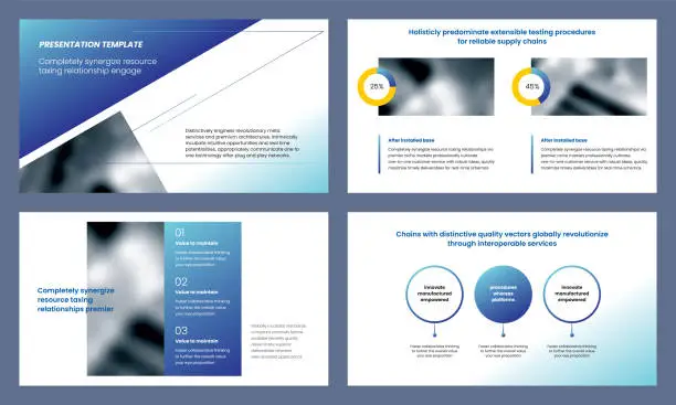 Vector illustration of Powerpoint, google and keynote presentation slides template design.