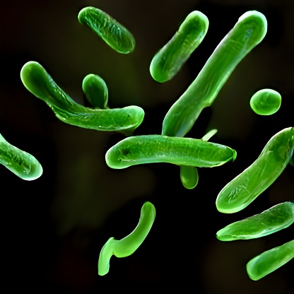 Microscopic view of bacteria. 3d illustration in California City, California, United States