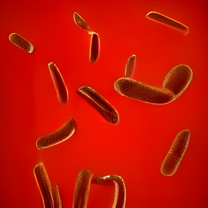 Escherichia Coli (E. Coli.) cells or bacteria under microscope in California City, California, United States