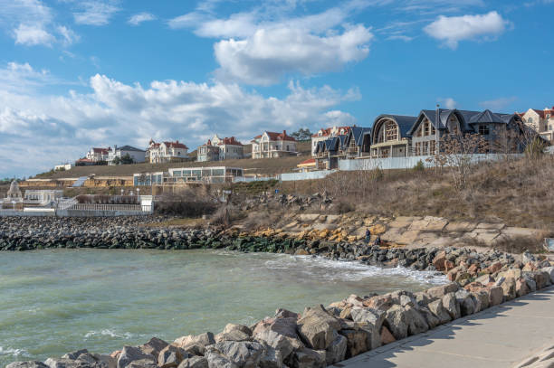 Elite village on the Black Sea coast Elite village on the Black Sea coast in Ukraine, Odessa Oblast, Odesa odessa beach stock pictures, royalty-free photos & images
