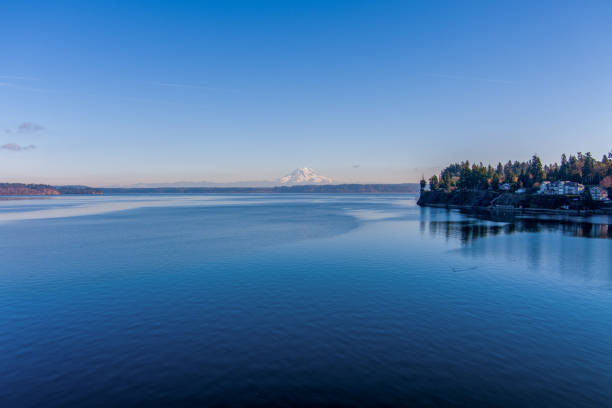 Mount Rainier and the Puget Sound from Tolmie in Lacey, Washington, United States
