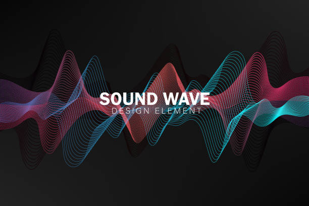 illustrazioni stock, clip art, cartoni animati e icone di tendenza di onda sonora audio 3d. oscillazione dell'impulso musicale colorata - sound wave sound mixer frequency wave pattern