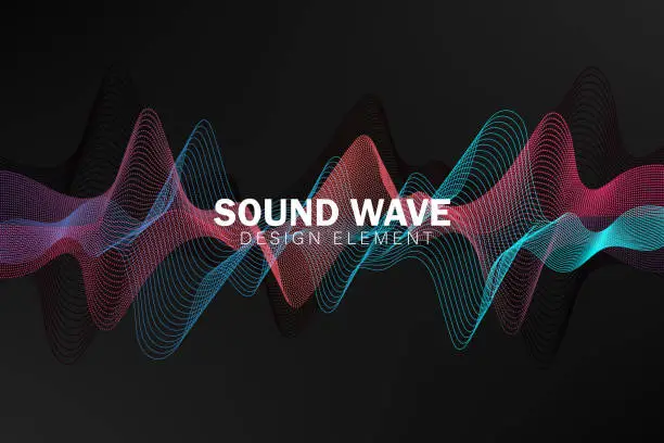 Vector illustration of 3d audio soundwave. Colorful music pulse oscillation