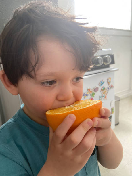 istock Toddler eating an orange 1473603832