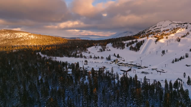 Drone Shot of the Main Lodge at Mammoth Mountain
