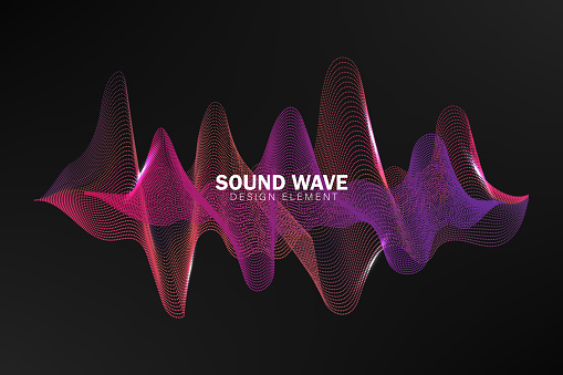 3d audio soundwave. Colorful music pulse oscillation